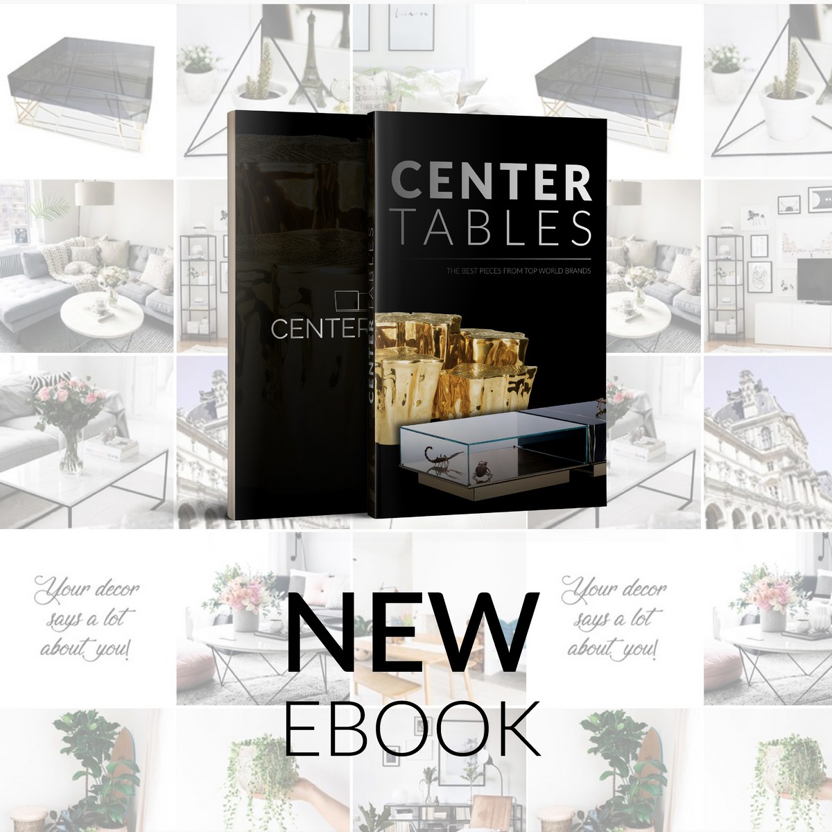 FREE EBOOK: The Best Center Tables Inspirations For Your Home Decor | This pieces come in a wide range of sizes, styles, materials, colors and even function, and sometimes it gets hard to decide which one will look better in our living room next to our furniture. #centertables #homeinteriors #centertablesblog #homedecor #interiordesign